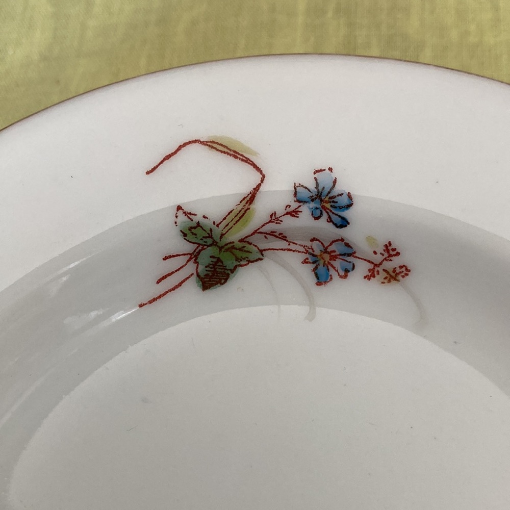 LIMOGE 5 lot sm. Bowls 1” deep w/gr., pink, blue, yel. flower sprays, - Picture 7 of 8